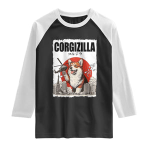 Corgizilla Giant Raglan Shirt Funny Corgi Monster Roaring Tokyo Japan TS12 Black White Print Your Wear
