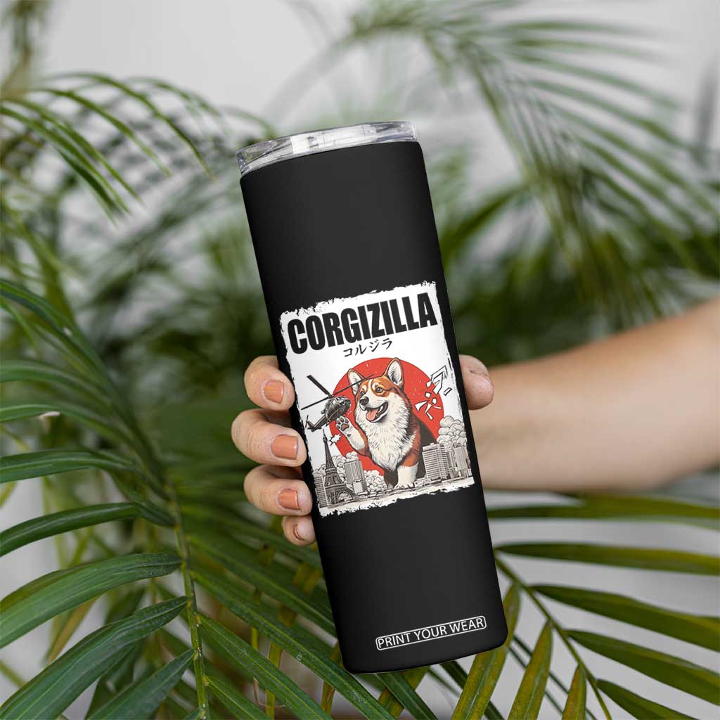 Corgizilla Giant Skinny Tumbler Funny Corgi Monster Roaring Tokyo Japan TS12 Print Your Wear