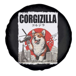 Corgizilla Giant Spare Tire Cover Funny Corgi Monster Roaring Tokyo Japan TS12 Print Your Wear