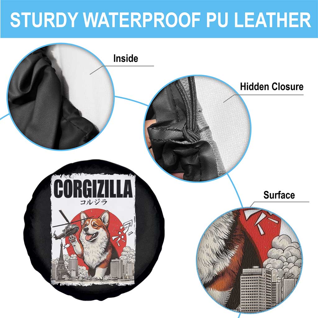 Corgizilla Giant Spare Tire Cover Funny Corgi Monster Roaring Tokyo Japan TS12 Print Your Wear