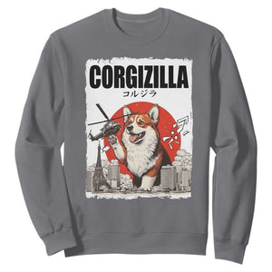 Corgizilla Giant Sweatshirt Funny Corgi Monster Roaring Tokyo Japan TS12 Charcoal Print Your Wear
