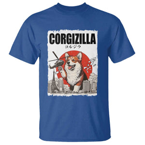 Corgizilla Giant T Shirt Funny Corgi Monster Roaring Tokyo Japan TS12 Royal Blue Print Your Wear