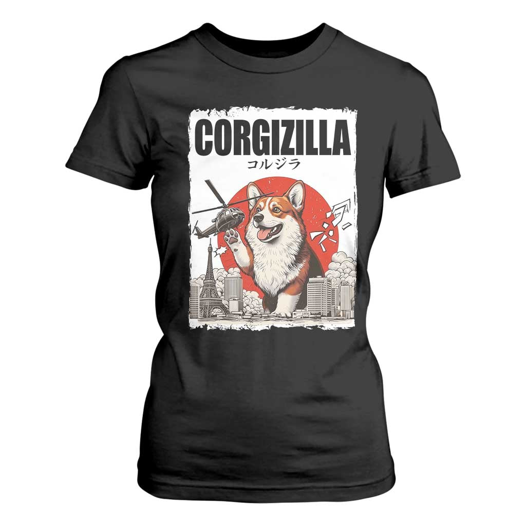 Corgizilla Giant T Shirt For Women Funny Corgi Monster Roaring Tokyo Japan TS12 Black Print Your Wear