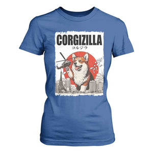 Corgizilla Giant T Shirt For Women Funny Corgi Monster Roaring Tokyo Japan TS12 Royal Blue Print Your Wear