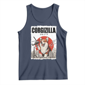Corgizilla Giant Tank Top Funny Corgi Monster Roaring Tokyo Japan TS12 Navy Print Your Wear