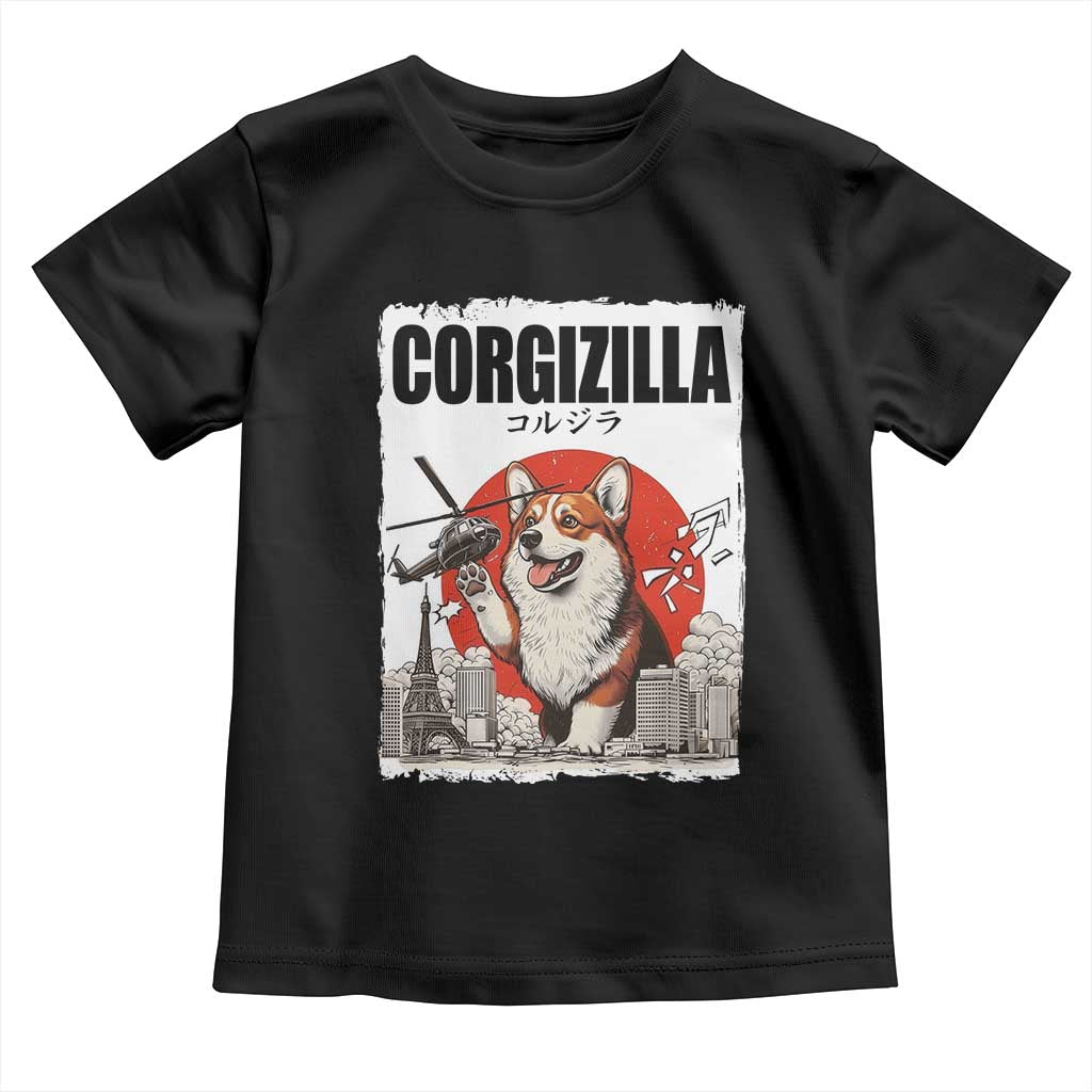 Corgizilla Giant Toddler T Shirt Funny Corgi Monster Roaring Tokyo Japan TS12 Black Print Your Wear