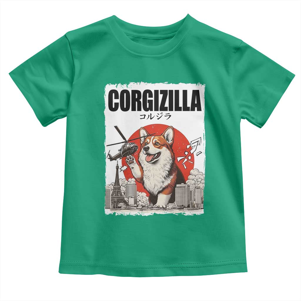 Corgizilla Giant Toddler T Shirt Funny Corgi Monster Roaring Tokyo Japan TS12 Irish Green Print Your Wear