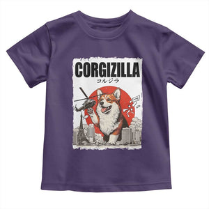 Corgizilla Giant Toddler T Shirt Funny Corgi Monster Roaring Tokyo Japan TS12 Purple Print Your Wear