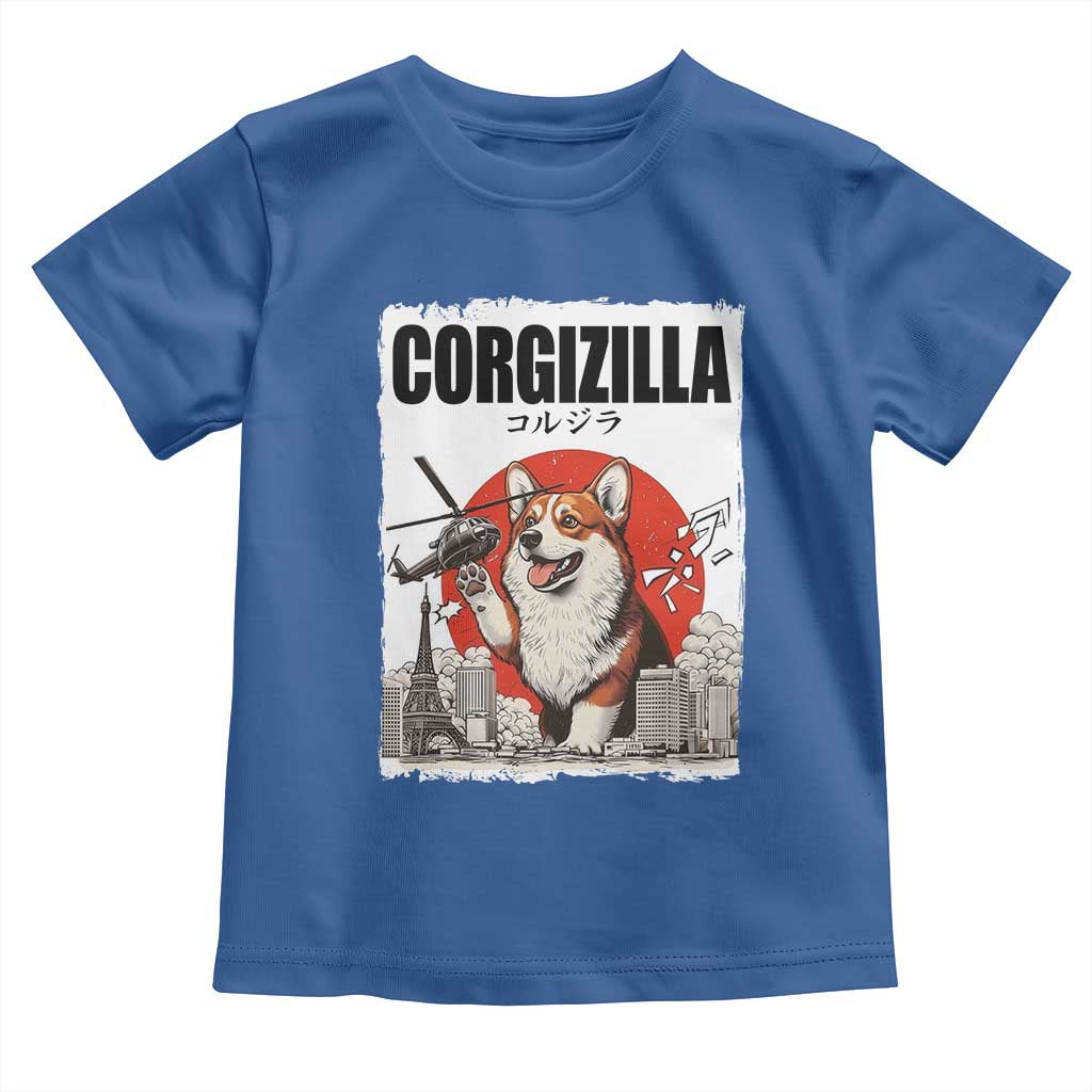 Corgizilla Giant Toddler T Shirt Funny Corgi Monster Roaring Tokyo Japan TS12 Royal Blue Print Your Wear