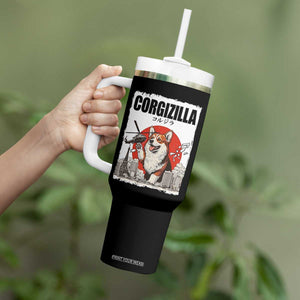 Corgizilla Giant Tumbler With Handle Funny Corgi Monster Roaring Tokyo Japan TS12 Print Your Wear
