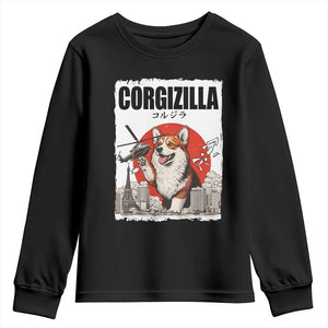 Corgizilla Giant Youth Sweatshirt Funny Corgi Monster Roaring Tokyo Japan TS12 Black Print Your Wear