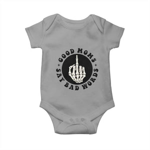 Funny Skeleton Mom Quote Baby Onesie Good Moms Say Bad Words TS12 Sport Gray Print Your Wear