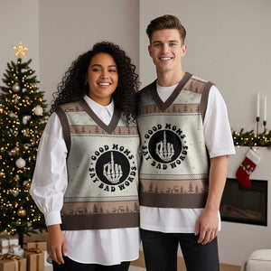 Funny Skeleton Mom Quote V-Neck Knit Sweater Vest Good Moms Say Bad Words TS12 Mocha Mousse Print Your Wear