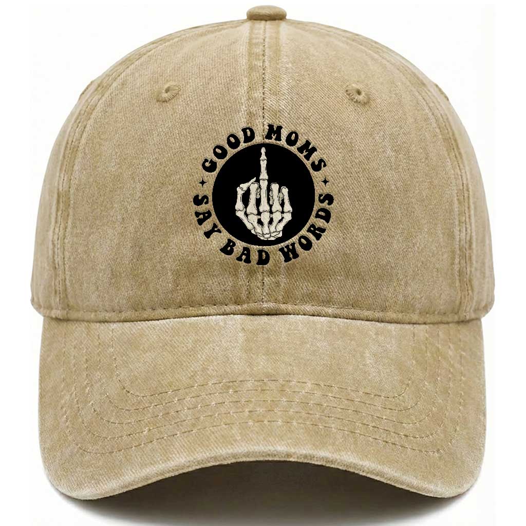 Funny Skeleton Mom Quote Washed Cotton Baseball Cap Good Moms Say Bad Words TS12 Print Your Wear