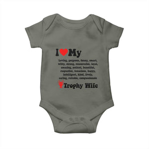 Funny Trophy Wife Quote Baby Onesie Loving Gorgeous Smart Wife Appreciation Gift TS12 Military Green Print Your Wear
