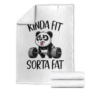 Funny Gym Panda Lover Throw Blanket Kinda Fit Sorta Fat TS12 White Print Your Wear
