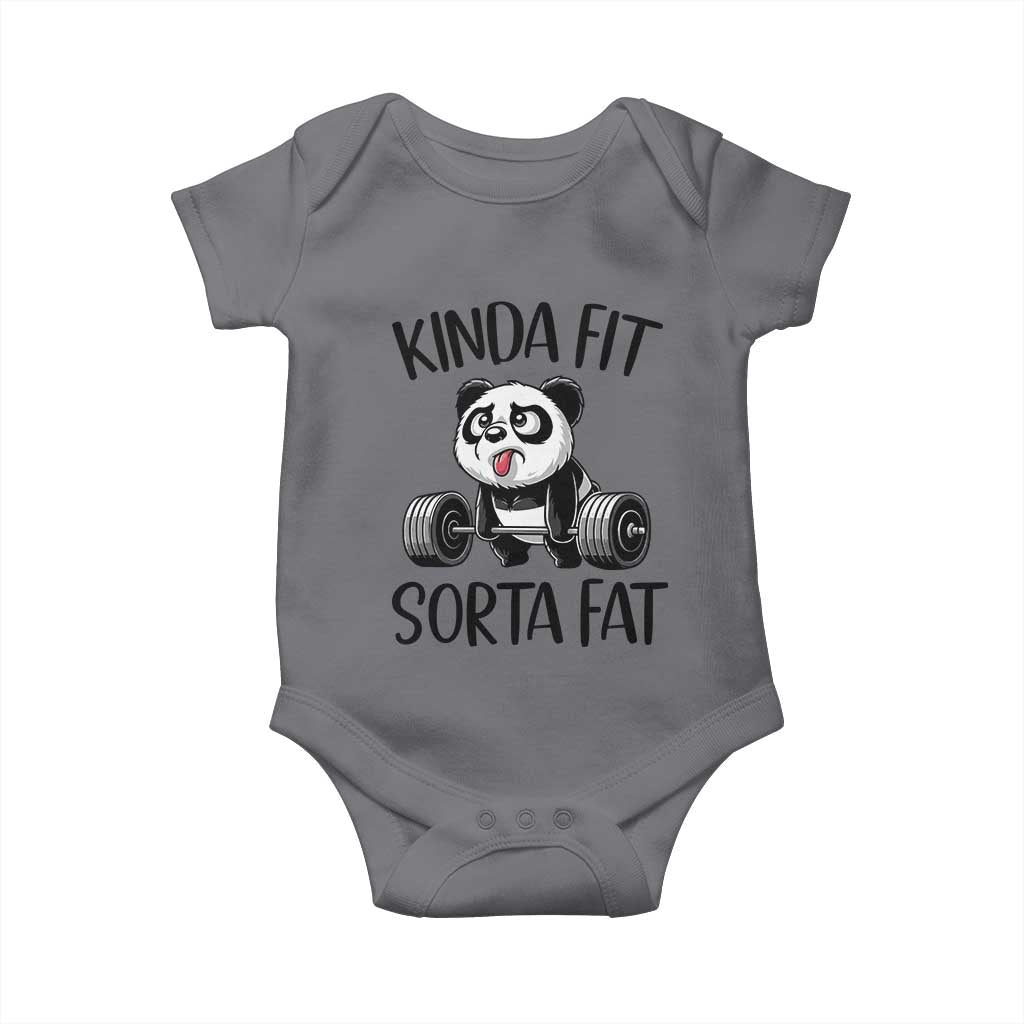 Funny Gym Panda Lover Baby Onesie Kinda Fit Sorta Fat TS12 Charcoal Print Your Wear