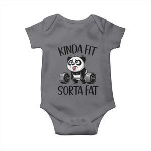Funny Gym Panda Lover Baby Onesie Kinda Fit Sorta Fat TS12 Charcoal Print Your Wear