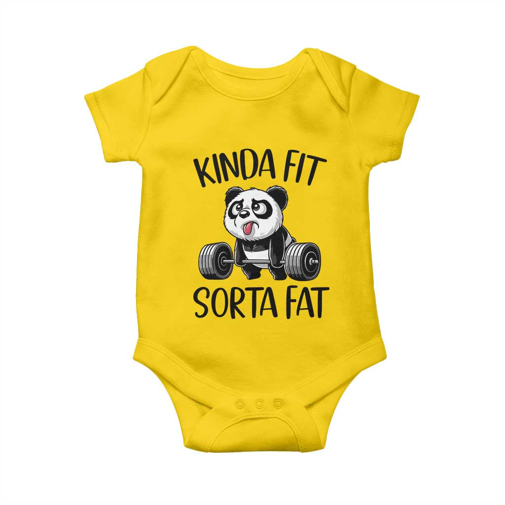 Funny Gym Panda Lover Baby Onesie Kinda Fit Sorta Fat TS12 Daisy Print Your Wear