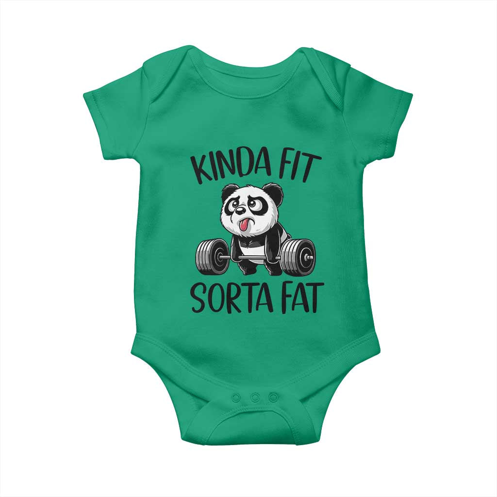 Funny Gym Panda Lover Baby Onesie Kinda Fit Sorta Fat TS12 Irish Green Print Your Wear