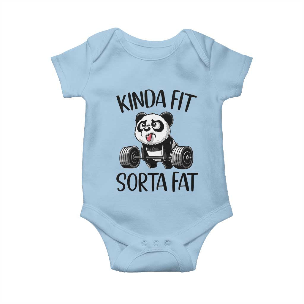 Funny Gym Panda Lover Baby Onesie Kinda Fit Sorta Fat TS12 Light Blue Print Your Wear