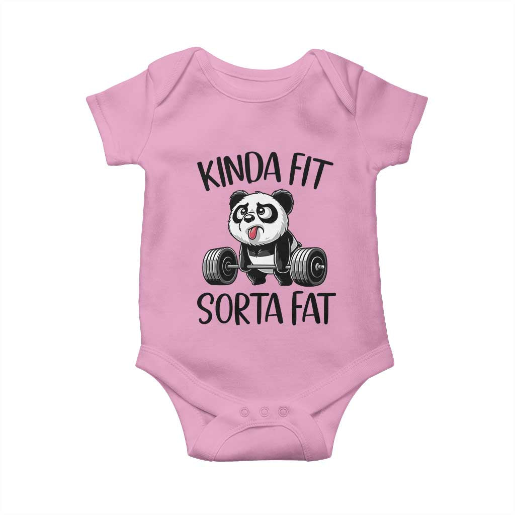 Funny Gym Panda Lover Baby Onesie Kinda Fit Sorta Fat TS12 Light Pink Print Your Wear