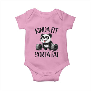 Funny Gym Panda Lover Baby Onesie Kinda Fit Sorta Fat TS12 Light Pink Print Your Wear