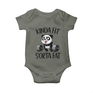Funny Gym Panda Lover Baby Onesie Kinda Fit Sorta Fat TS12 Military Green Print Your Wear