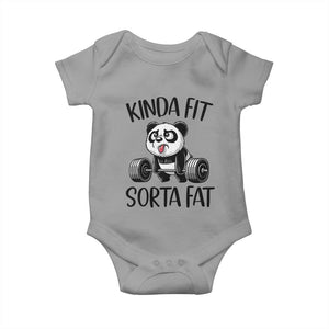 Funny Gym Panda Lover Baby Onesie Kinda Fit Sorta Fat TS12 Sport Gray Print Your Wear