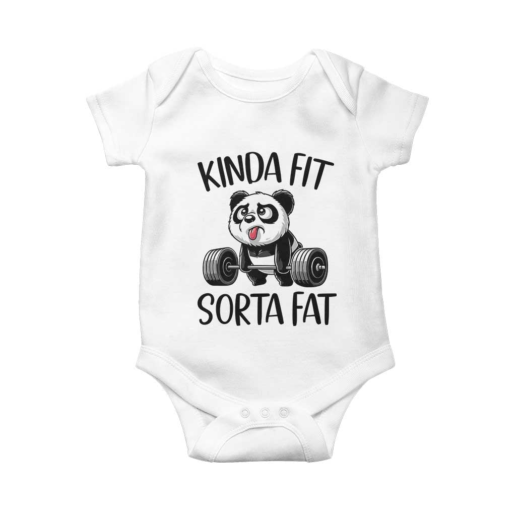 Funny Gym Panda Lover Baby Onesie Kinda Fit Sorta Fat TS12 White Print Your Wear