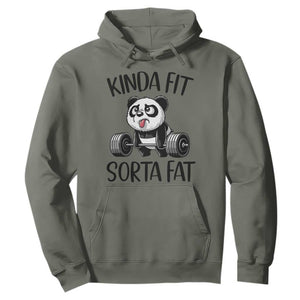 Funny Gym Panda Lover Hoodie Kinda Fit Sorta Fat TS12 Military Green Print Your Wear