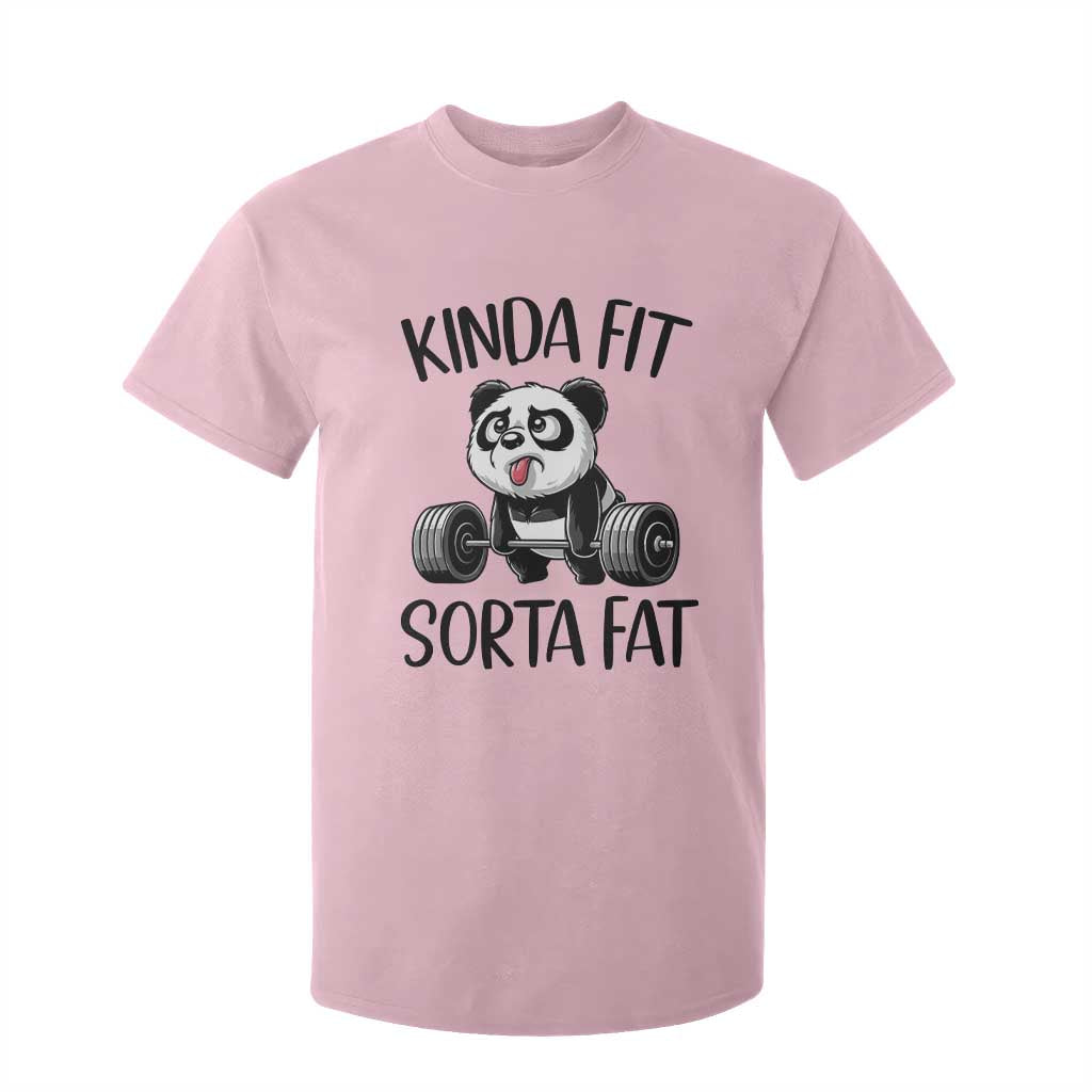 Funny Gym Panda Lover T Shirt For Kid Kinda Fit Sorta Fat TS12 Light Pink Print Your Wear