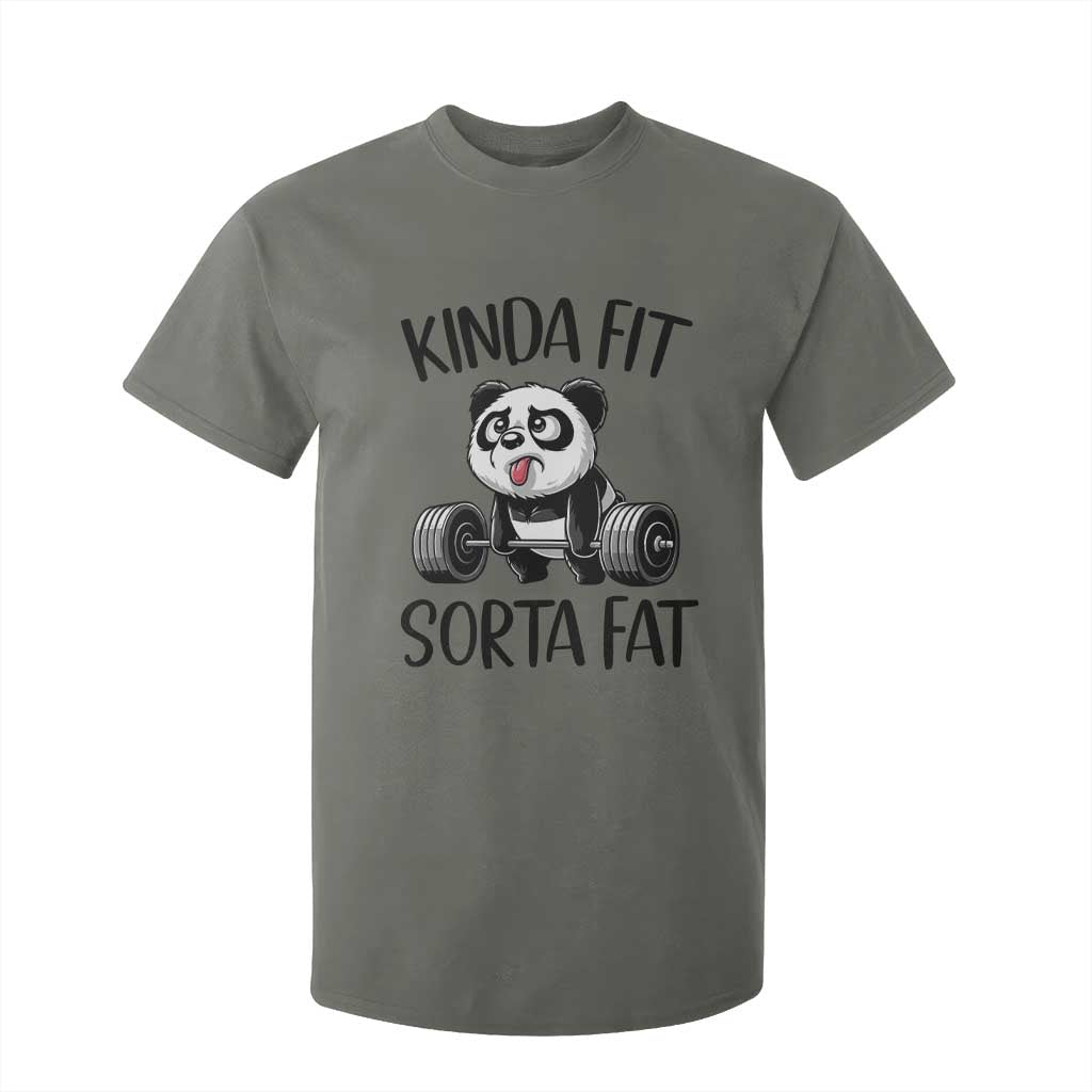 Funny Gym Panda Lover T Shirt For Kid Kinda Fit Sorta Fat TS12 Military Green Print Your Wear
