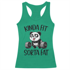 Funny Gym Panda Lover Racerback Tank Top Kinda Fit Sorta Fat TS12 Irish Green Print Your Wear