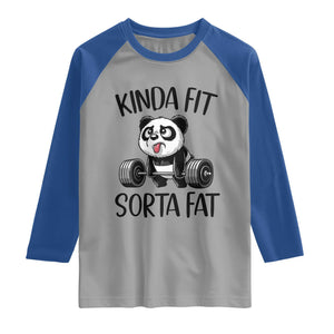 Funny Gym Panda Lover Raglan Shirt Kinda Fit Sorta Fat TS12 Sport Gray Royal Print Your Wear
