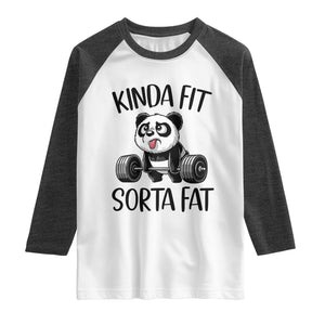 Funny Gym Panda Lover Raglan Shirt Kinda Fit Sorta Fat TS12 White Heather Charcoal Print Your Wear