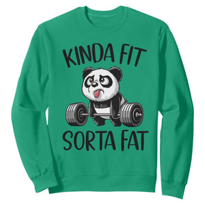 Funny Gym Panda Lover Sweatshirt Kinda Fit Sorta Fat TS12 Irish Green Print Your Wear