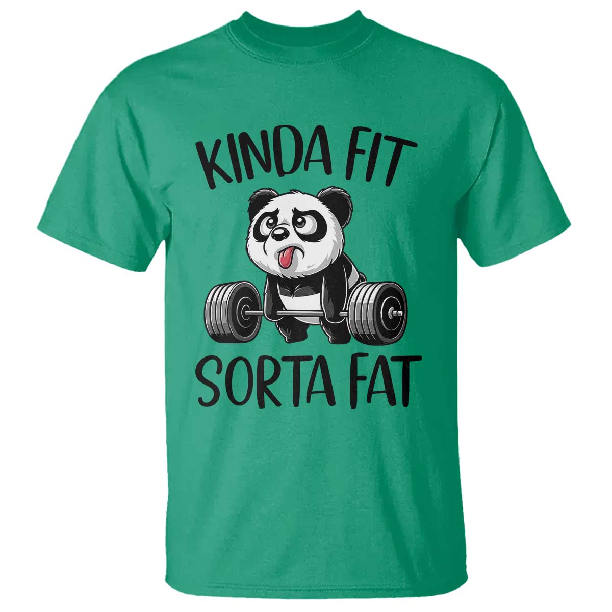 Funny Gym Panda Lover T Shirt Kinda Fit Sorta Fat TS12 Irish Green Print Your Wear