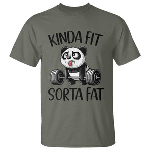Funny Gym Panda Lover T Shirt Kinda Fit Sorta Fat TS12 Military Green Print Your Wear