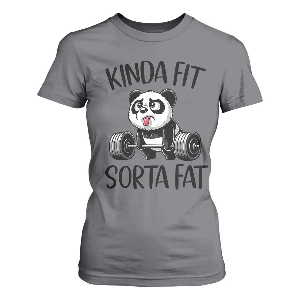 Funny Gym Panda Lover T Shirt For Women Kinda Fit Sorta Fat TS12 Charcoal Print Your Wear