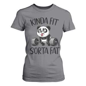 Funny Gym Panda Lover T Shirt For Women Kinda Fit Sorta Fat TS12 Charcoal Print Your Wear