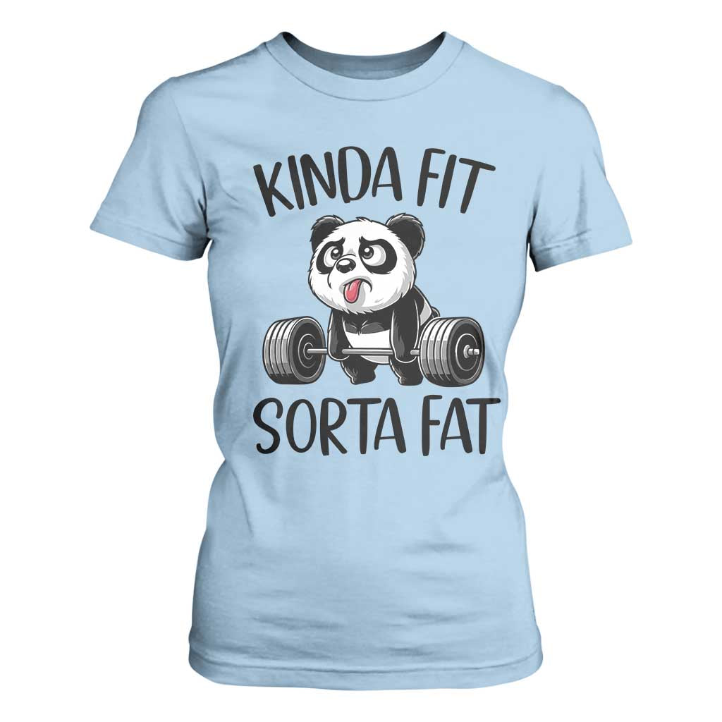Funny Gym Panda Lover T Shirt For Women Kinda Fit Sorta Fat TS12 Light Blue Print Your Wear