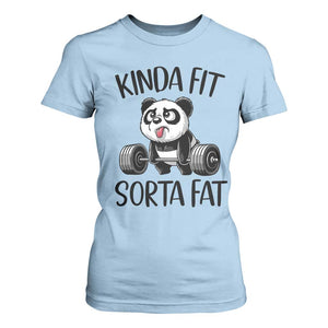 Funny Gym Panda Lover T Shirt For Women Kinda Fit Sorta Fat TS12 Light Blue Print Your Wear