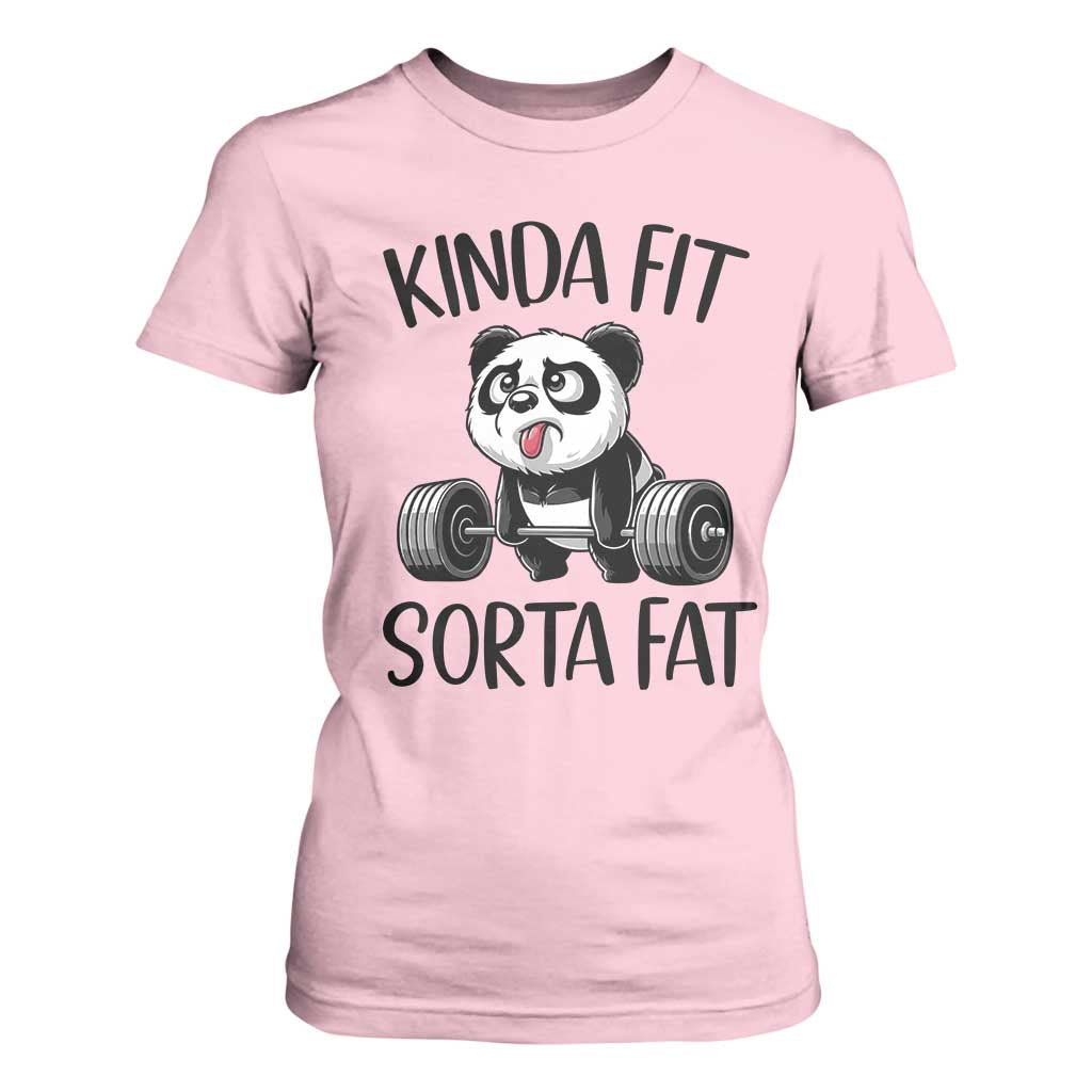 Funny Gym Panda Lover T Shirt For Women Kinda Fit Sorta Fat TS12 Light Pink Print Your Wear