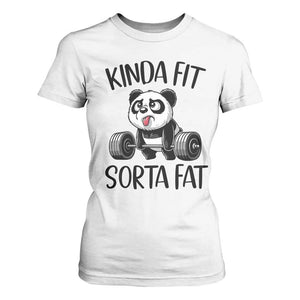 Funny Gym Panda Lover T Shirt For Women Kinda Fit Sorta Fat TS12 White Print Your Wear