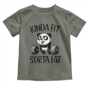 Funny Gym Panda Lover Toddler T Shirt Kinda Fit Sorta Fat TS12 Military Green Print Your Wear