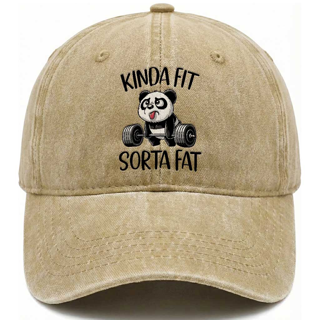 Funny Gym Panda Lover Washed Cotton Baseball Cap Kinda Fit Sorta Fat TS12 Print Your Wear