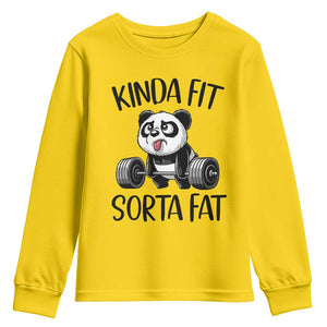 Funny Gym Panda Lover Youth Sweatshirt Kinda Fit Sorta Fat TS12 Daisy Print Your Wear