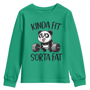 Funny Gym Panda Lover Youth Sweatshirt Kinda Fit Sorta Fat TS12 Irish Green Print Your Wear