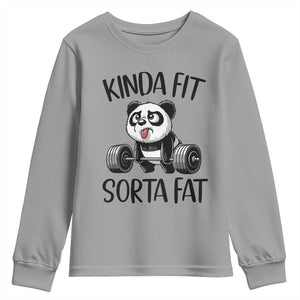 Funny Gym Panda Lover Youth Sweatshirt Kinda Fit Sorta Fat TS12 Sport Gray Print Your Wear